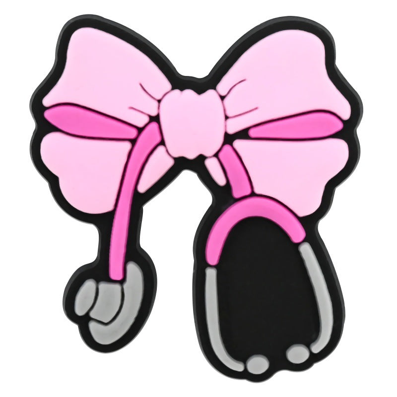 Wholesale  Random 100PCS cARtoon bows PVC Soft Rubber Shoe Buckle Decoration