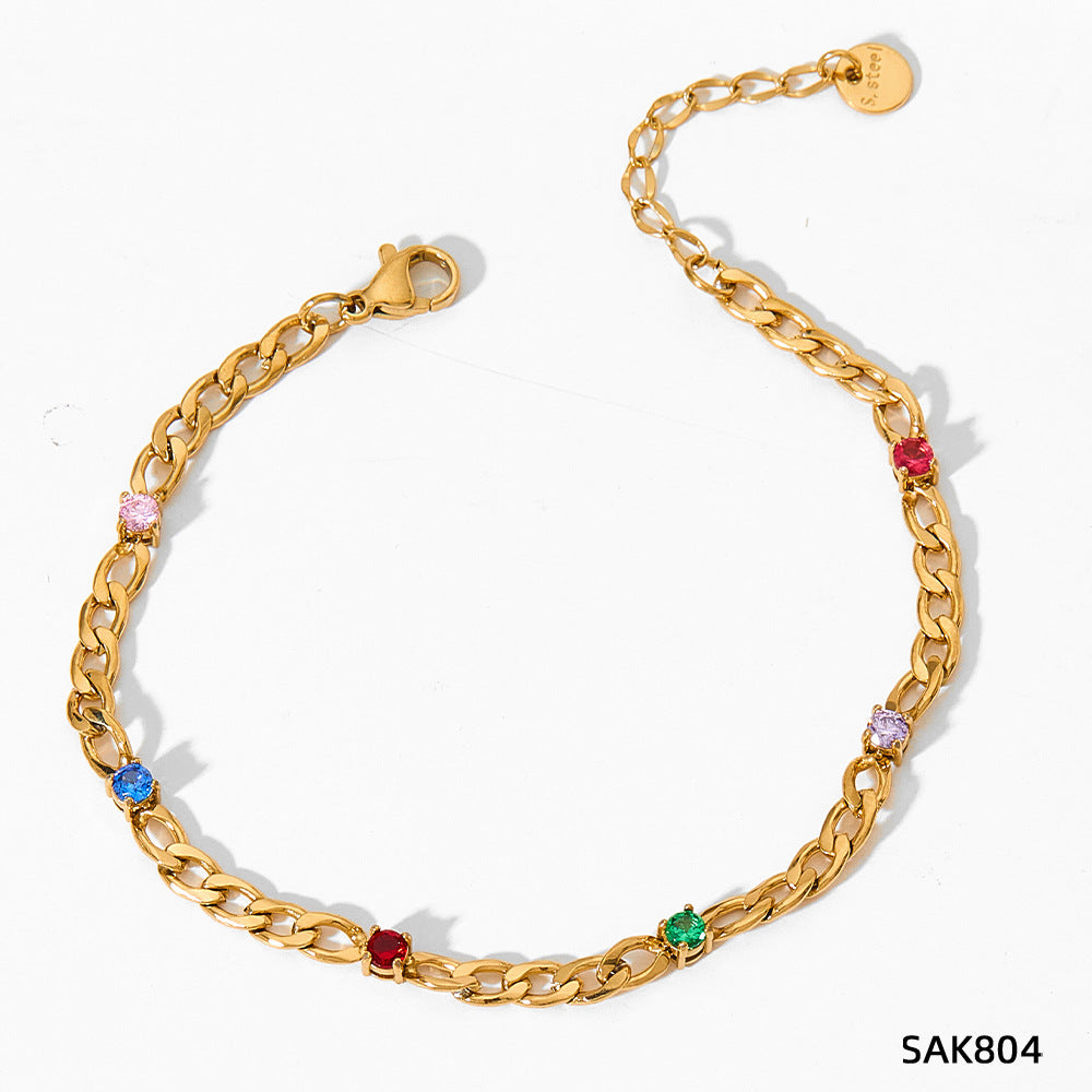 Wholesale Stainless steel bracelet stitching zircon bracelet set