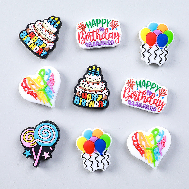 Wholesale 20pcs Happy Birthday Silicone Beads Focal Beads DIY Accessories ACC-BDS-RongFa018