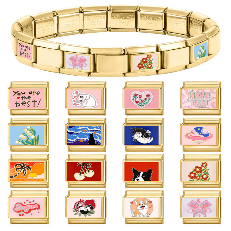 Wholesale Italian Charm Bracelet 9mm DIY Splicing Cute Creative Stainless Steel Composable Bracelet