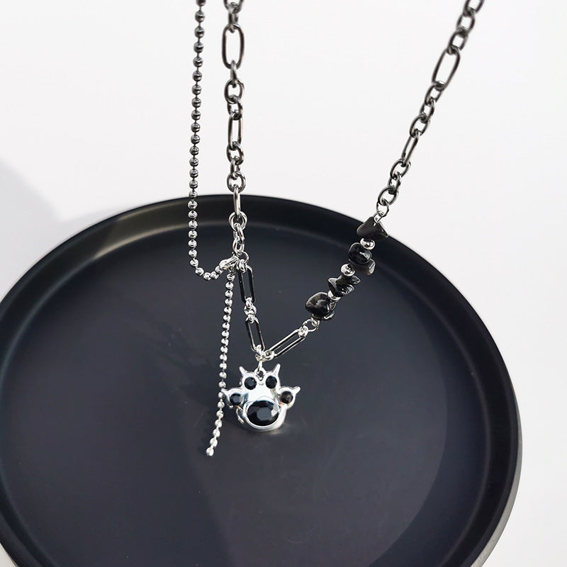 Wholesale  Titanium Steel Diamond Cat claw necklace  light luxury necklaces