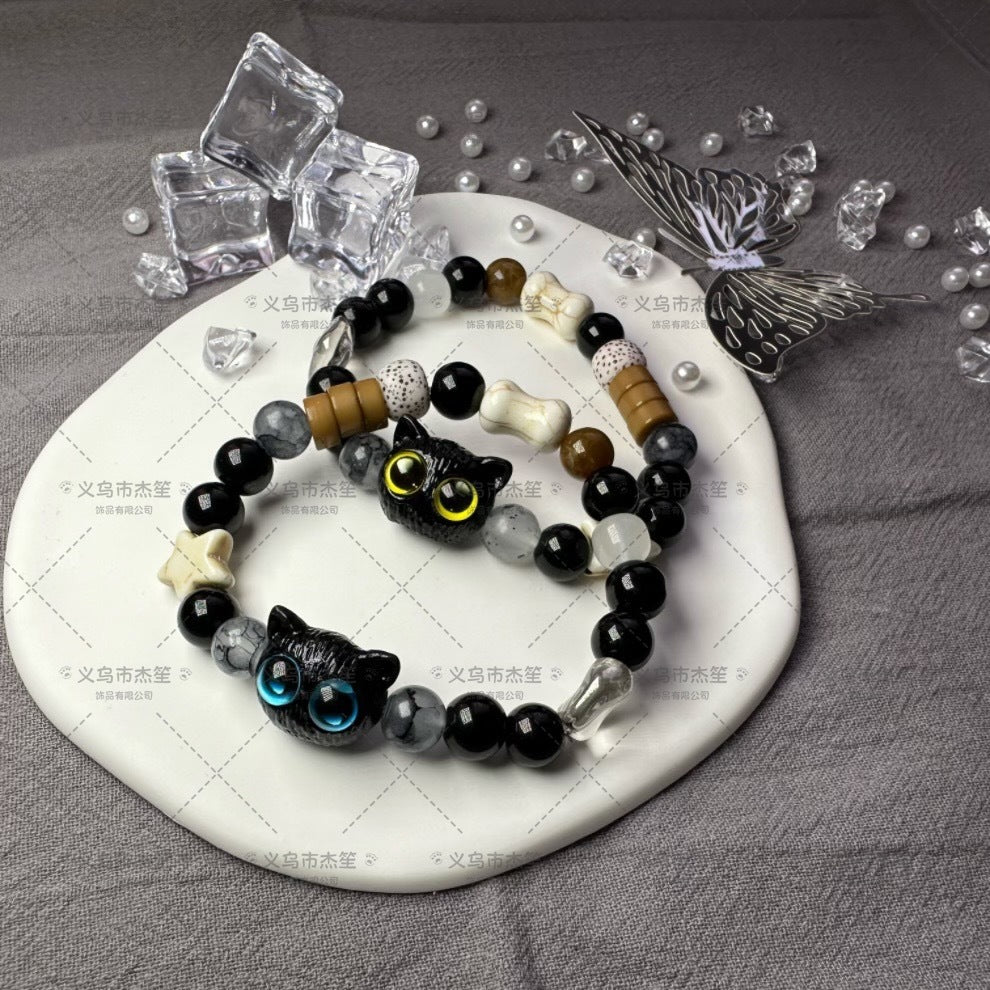 Wholesale black sesame kitten black cat bracelet