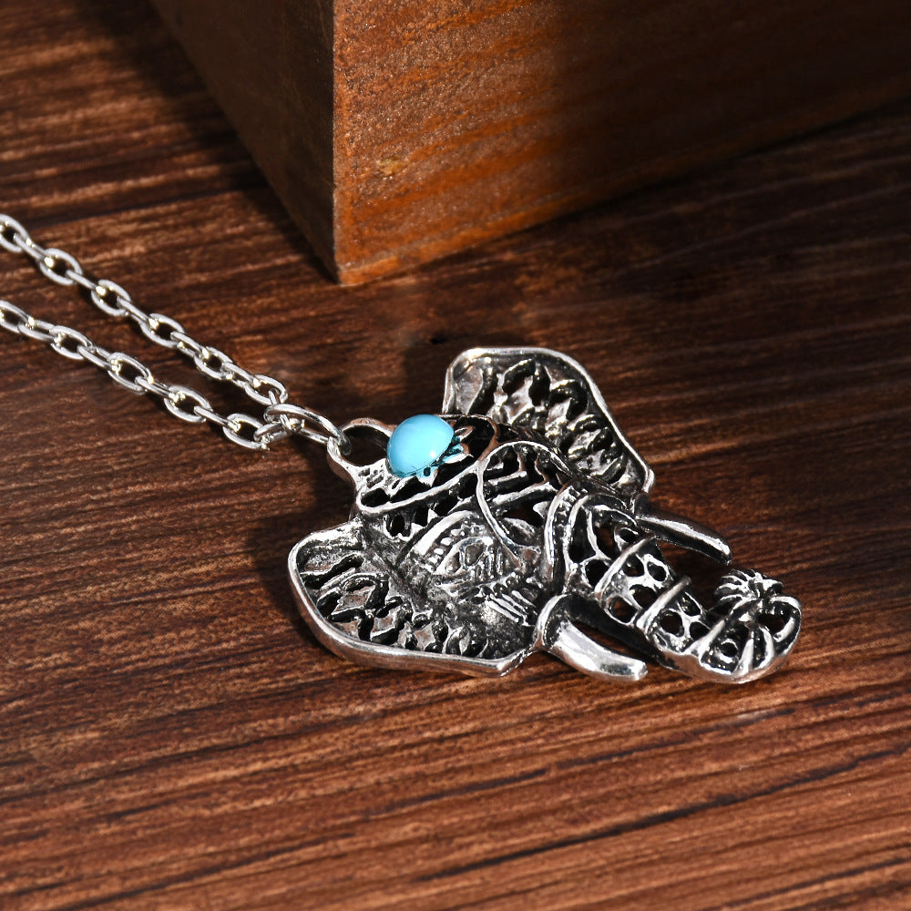 Wholesale Ancient Silver Alloy Elephant Pendant Sweater Chain Necklace Bohemian Retro Style Casual Jewelry For Men Women
