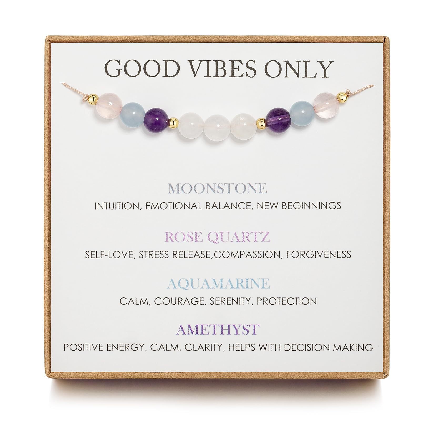 Wholesale Redwood Stone Bracelet Amethyst Moonstone Cord Beaded Adjustable Bracelet