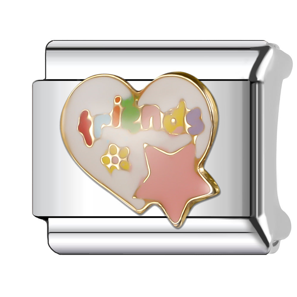 Wholesale Italian Charm Bracelet 9mm DIY Splicing Red Series Stainless Steel Composable Bracelet