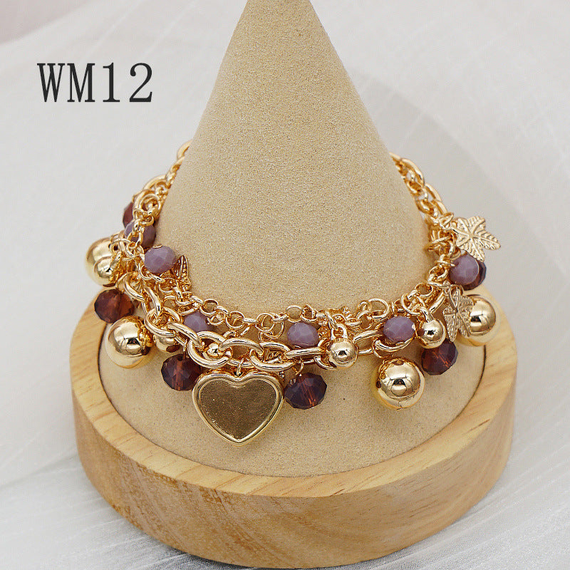 Wholesale Bohemian Heart Flower Multi-Layer Beaded Bracelet Jewelry Accessory for Boutique Resale