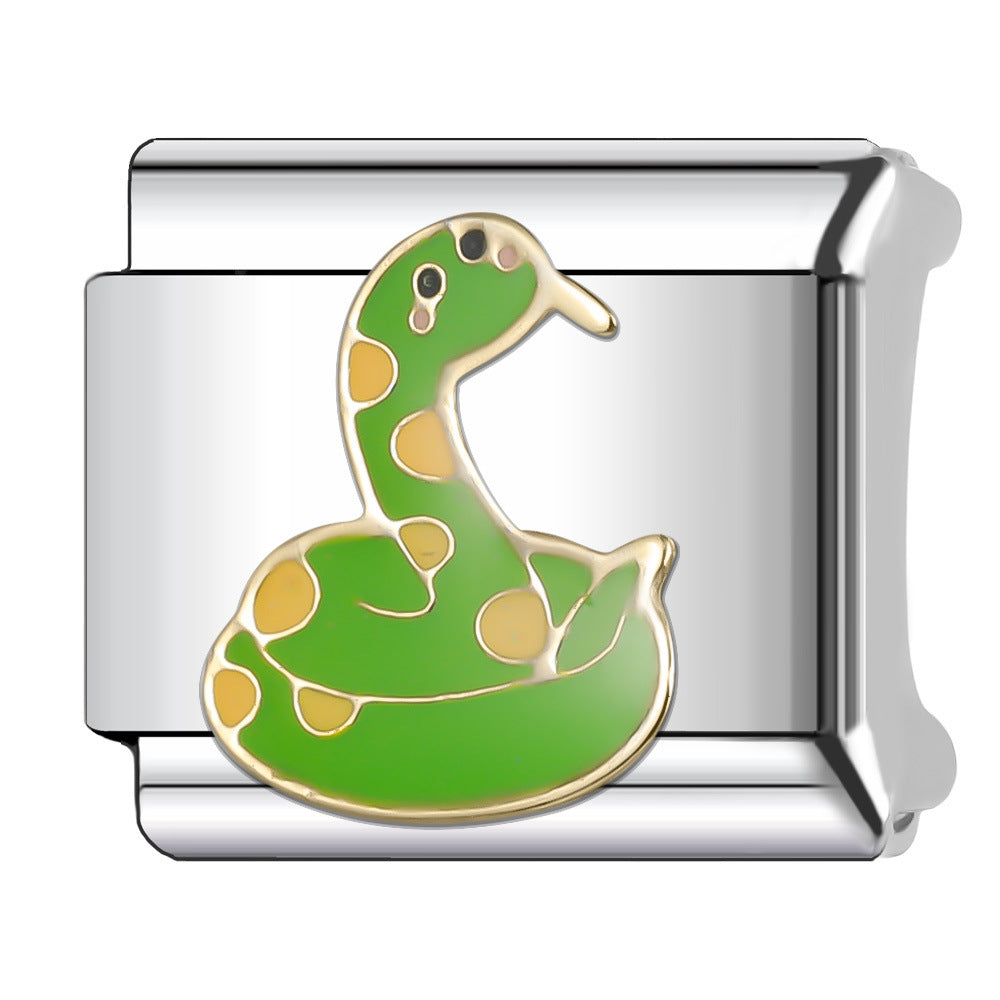 Wholesale Italian Charm Bracelet 9mm DIY Splicing Cute Cartoon Animal Stainless Steel Composable Bracelet