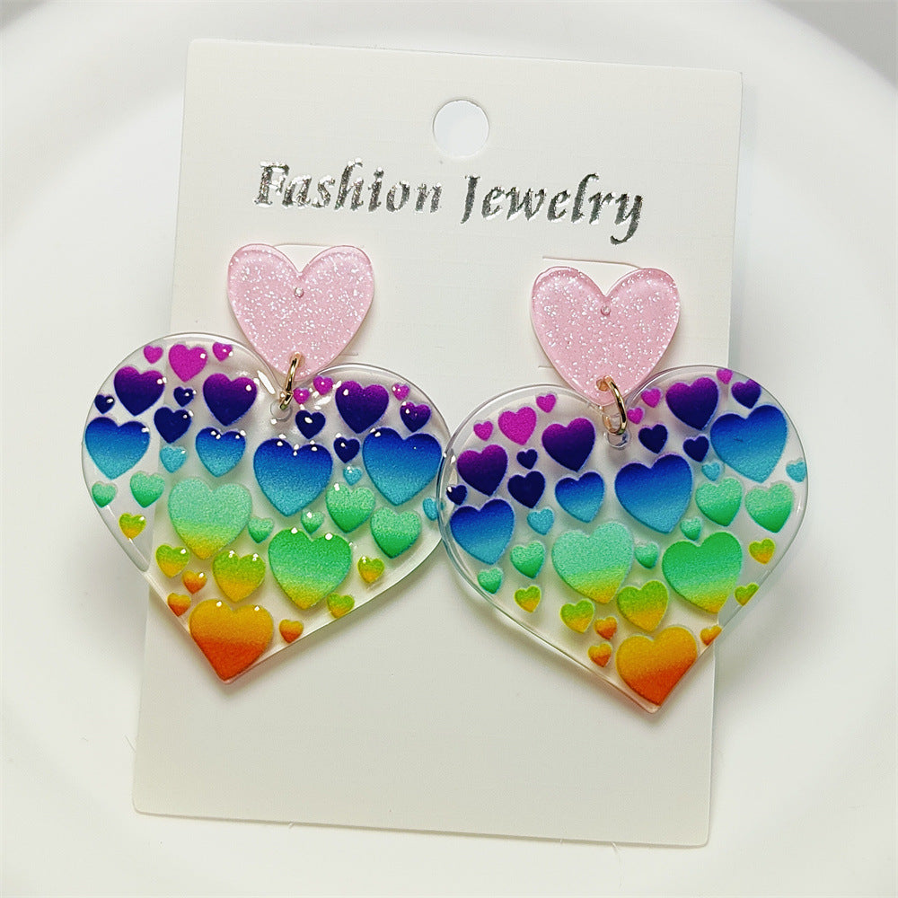 Wholesale Acrylic Plate Earrings Valentine's Day Sweet Love Red Lip Jewelry ACC-ES-Qiyu019