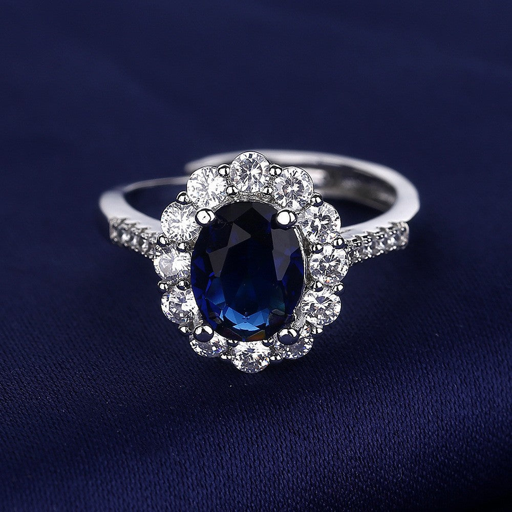 Wholesale  ocean heart inlaid sapphire group inlaid ring