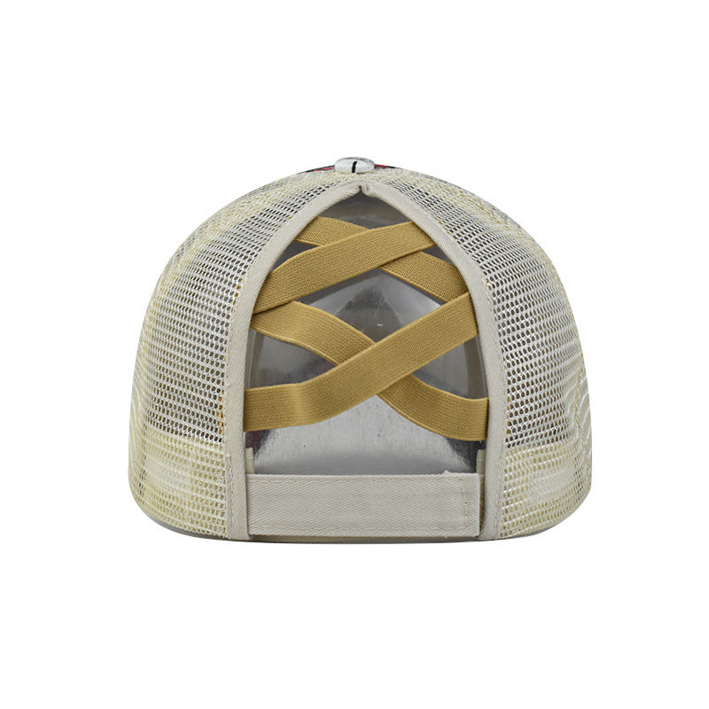 Wholesale Tie Dye Cross Ponytail Baseball Cap Women S Fashion Summer Sun Hat