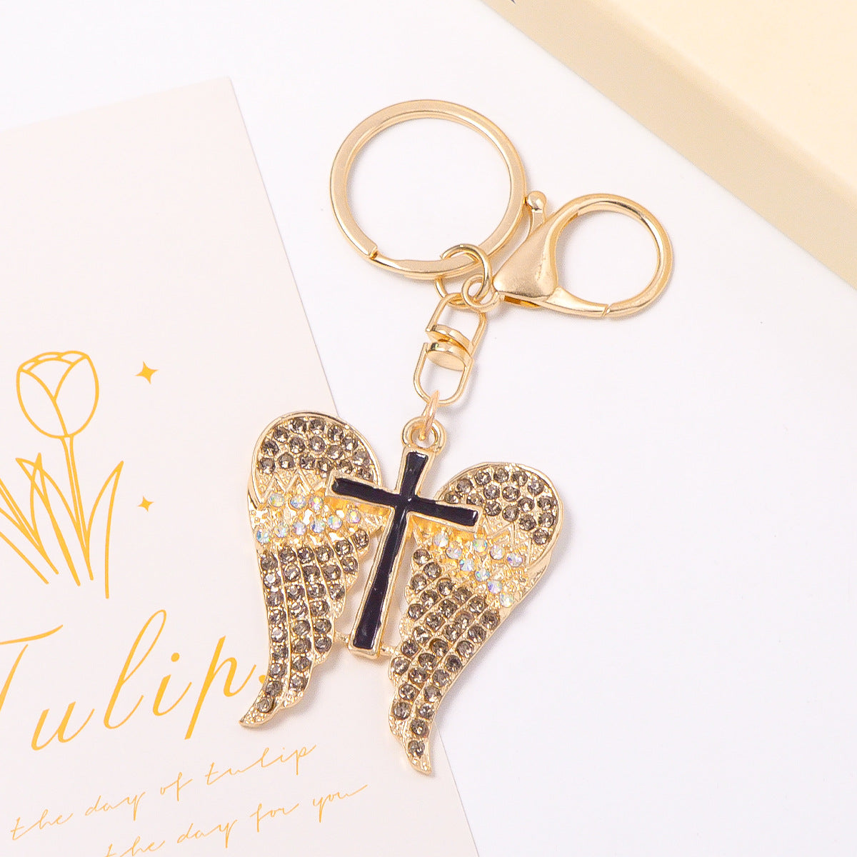 Wholesale Metal Wing Rhinestone Keychain Decorative Car Key Accessory Boutique Resale