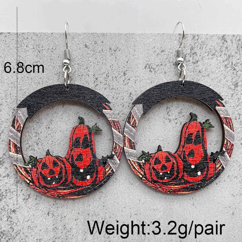 Wholesale  jewelry ghost cat horror pumpkin wooden earrings