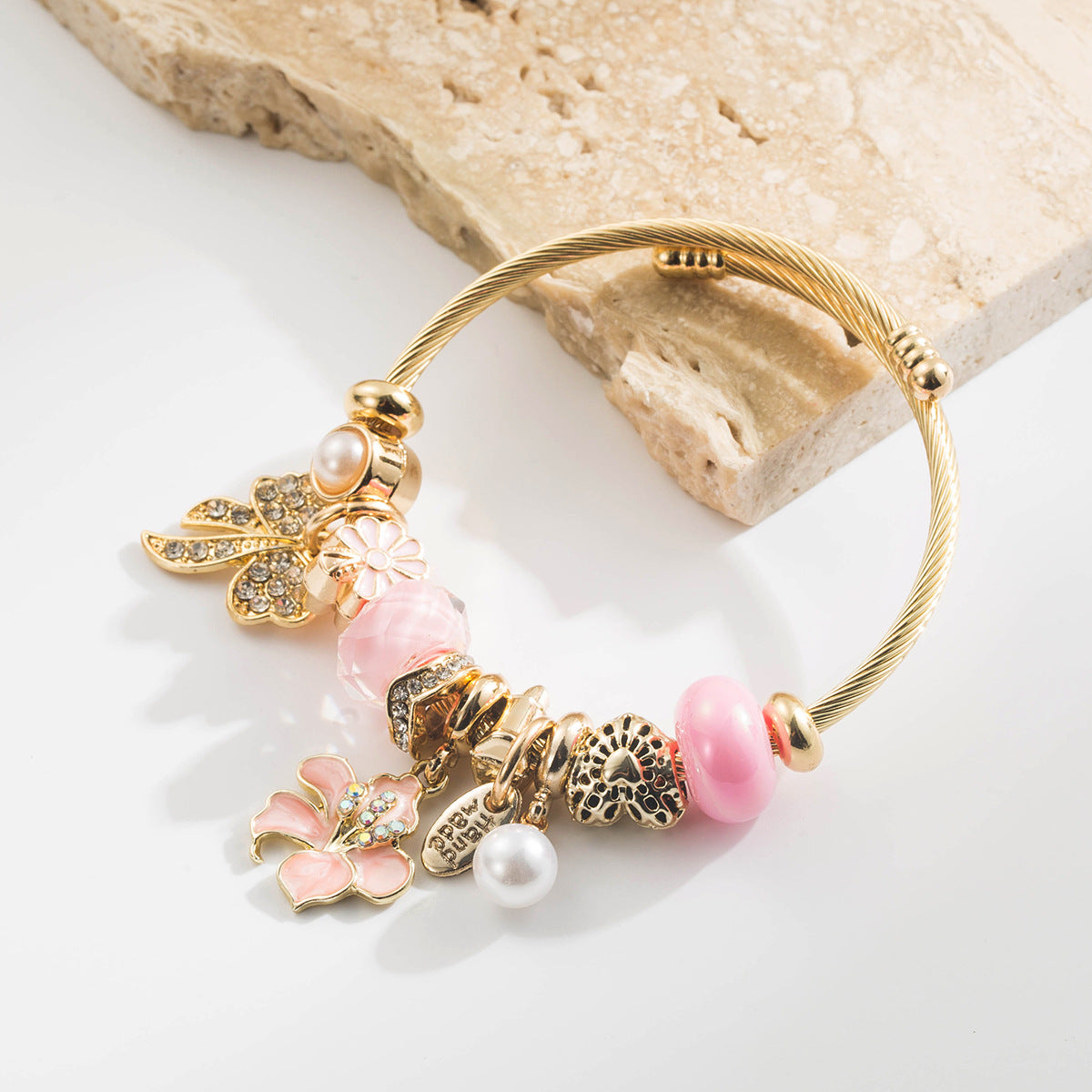 Wholesale Flower Butterfly Bow Alloy DIY Charm Bracelet Jewelry Accessory For Gift Boutique Resale