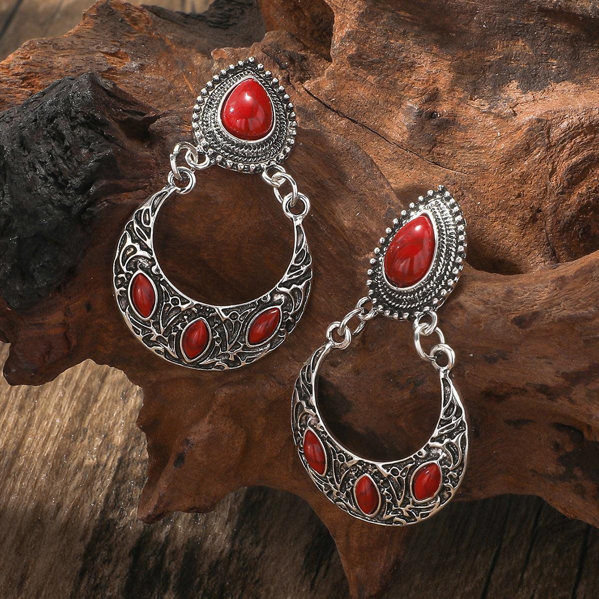 Wholesale Bohemian Vintage Ethnic Style Turquoise Earrings ACC-ES-JunJie003