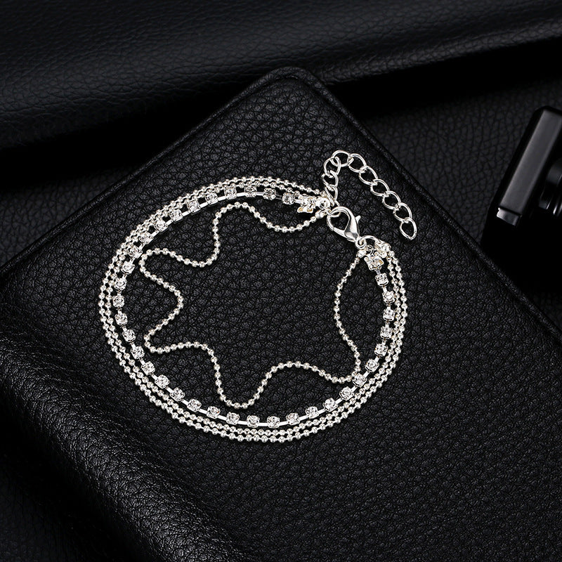 Wholesale  Double-layer Shambhala Diamond Ball Crystal  Anklets