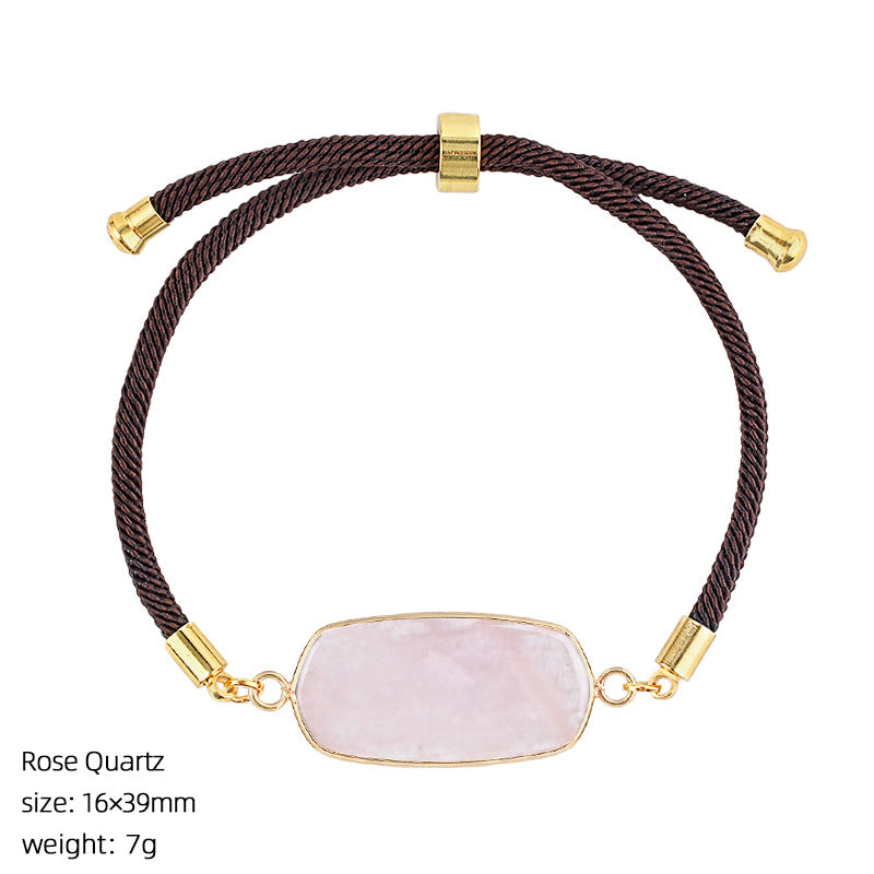 Wholesale Modern Minimalist Natural Stone Amethyst Bracelet Adjustable Woven Rope Unisex Fashion Accessory Gift