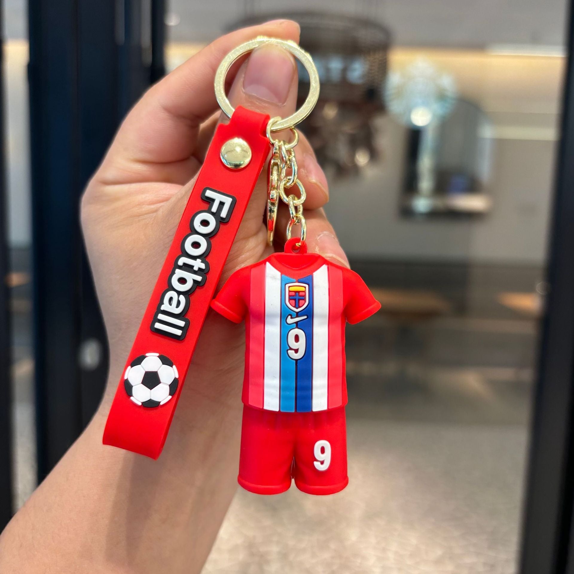 Wholesale European Style PVC Football Jersey Keychain Stylish Bag Charm Gift
