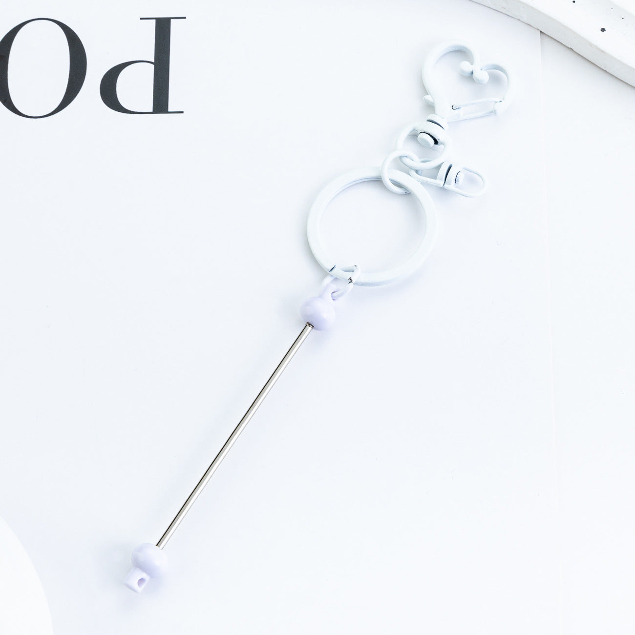 Wholesale DIY Beaded Heart Keychain Pendant Beadable Keychains