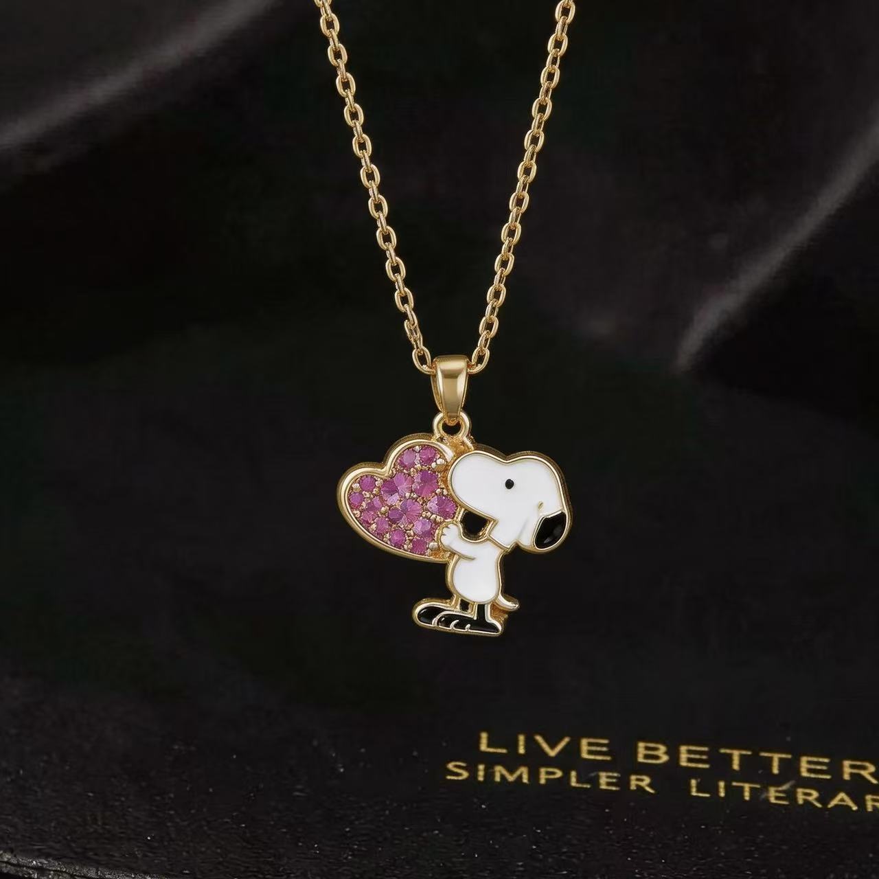 Wholesale Trendy Cartoon Pendant Necklace For Women Colorful Zircon Gold Plated Copper Chain Everyday Jewelry Accessory Boutique Resale