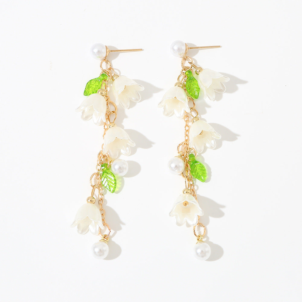 Wholesale Long Tassel Lily of the Valley Necklace Bracelet Earrings Anklet Set