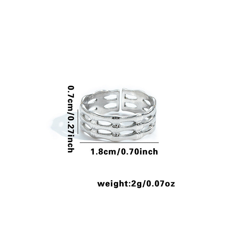 Wholesale Retro Heart Butterfly Hollow Titanium Steel Ring,  Fashion Accessory for Boutique Resale