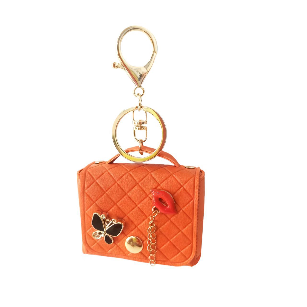 Wholesale Chic PVC Keychain Bag Coin Purse With Lips Butterfly Quilted Pattern Fashion Accessory Gift For Resale