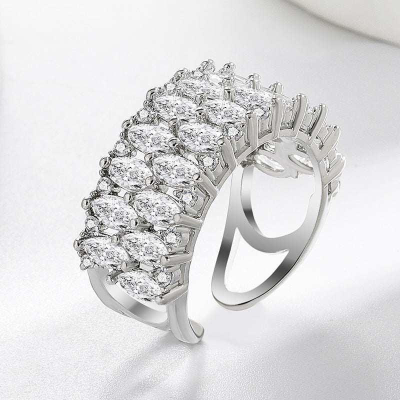 Wholesale Copper open ring encrusted with cubic zirconia