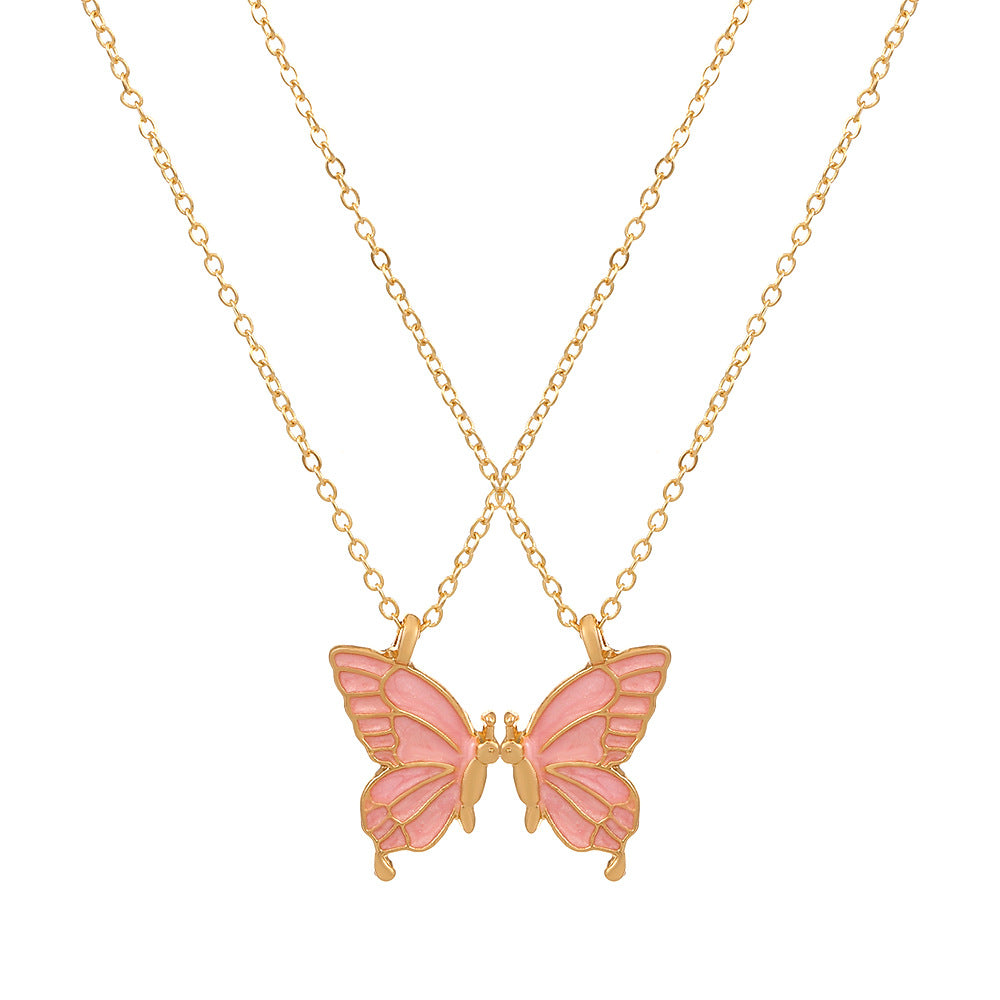 Wholesale  Oil Dripping Butterfly Necklace