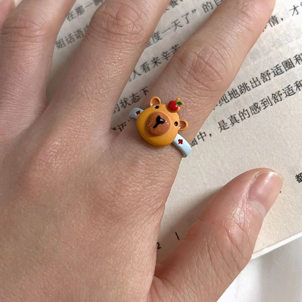 Wholesale  Fun Ugly Cute Marmot Ring Funny Personality Adjustable Diet Finger Ring