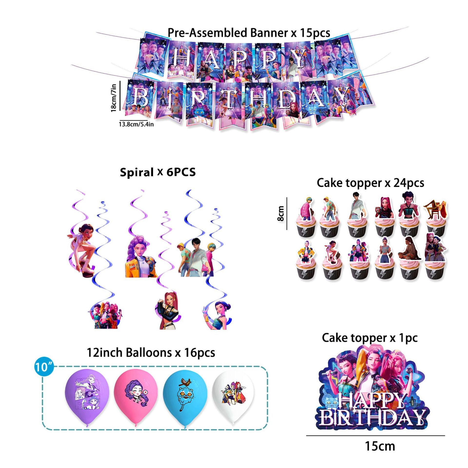 Wholesale Theme Birthday Party Tableware Supplies Pull Flag Banner kpop