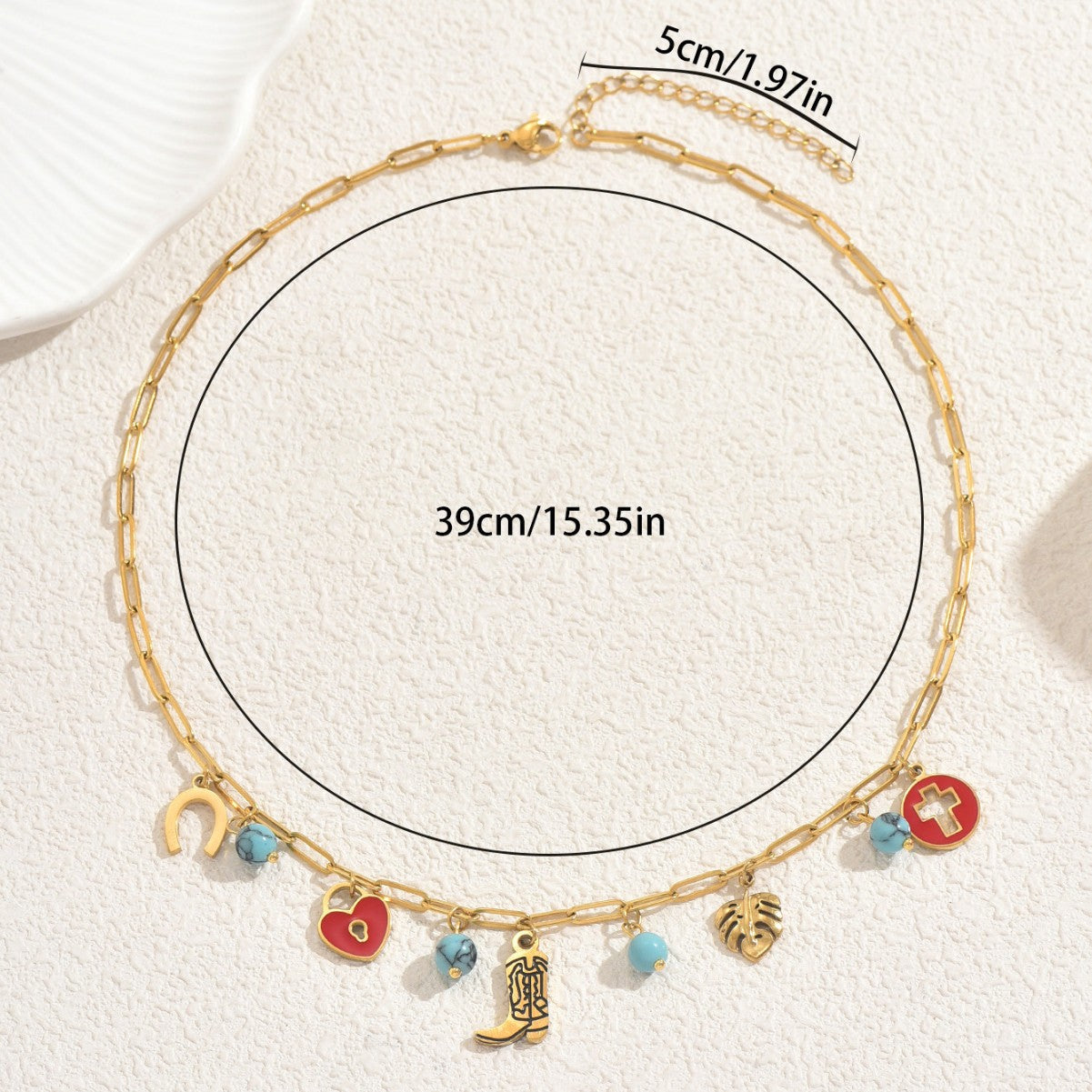 Wholesale Oil drop element inlaid turquoise clavicle necklace