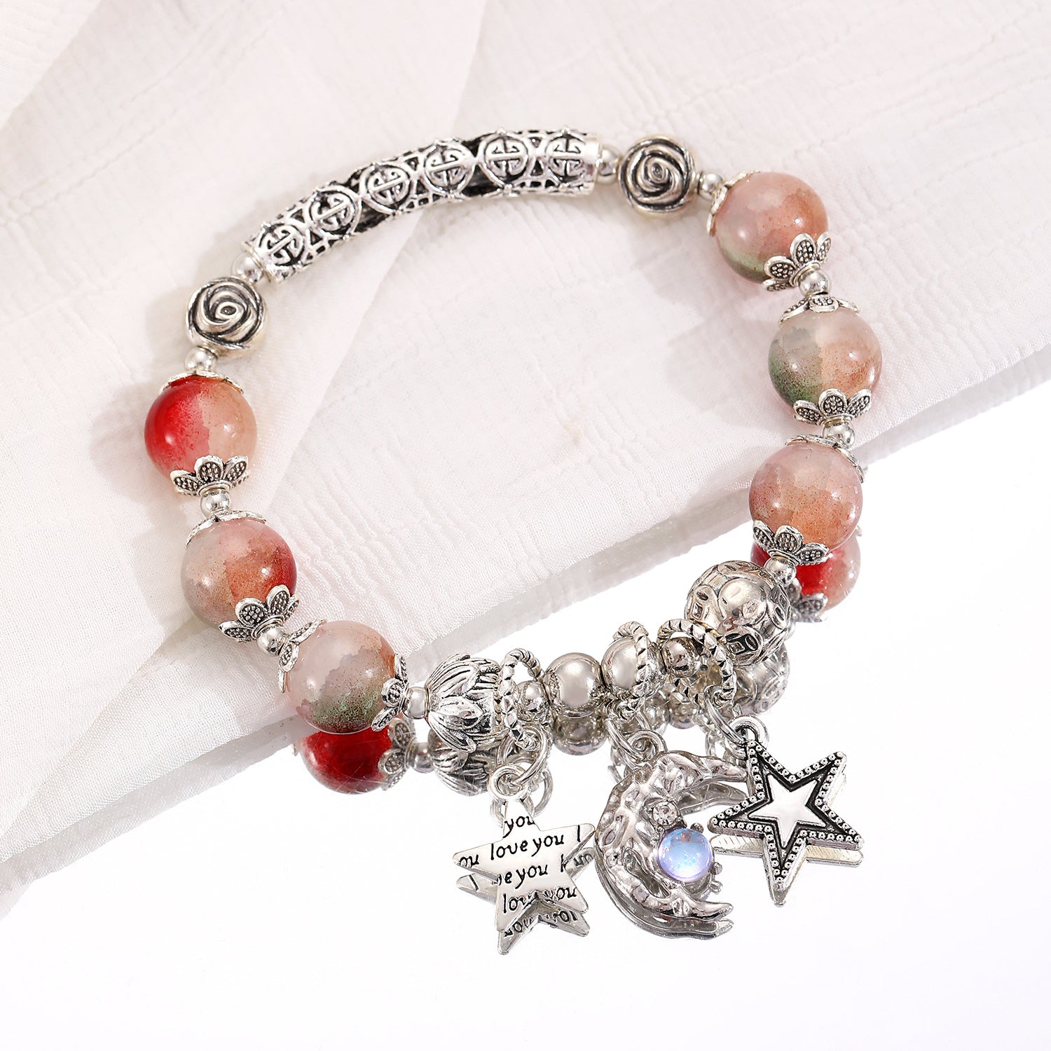 Wholesale Alloy and natural stone Bohemian tassel bracelet