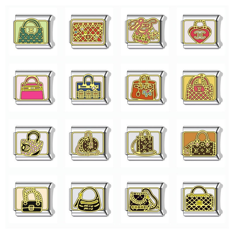 Wholesale Stainless Steel Electroplated Bag Shape Module Bracelet DIY Jewelry Accessory for Anniversary Gift