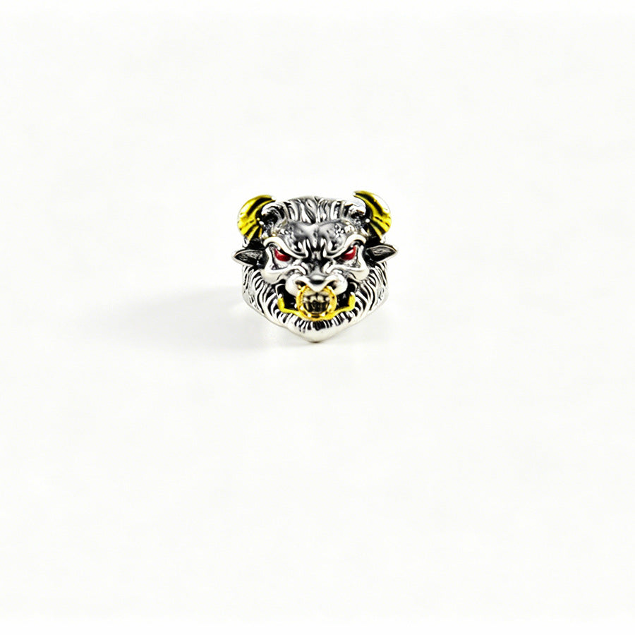 Wholesale Stylish Angry Bull Head Open Ring Zinc Alloy Men S Fashion Accessory