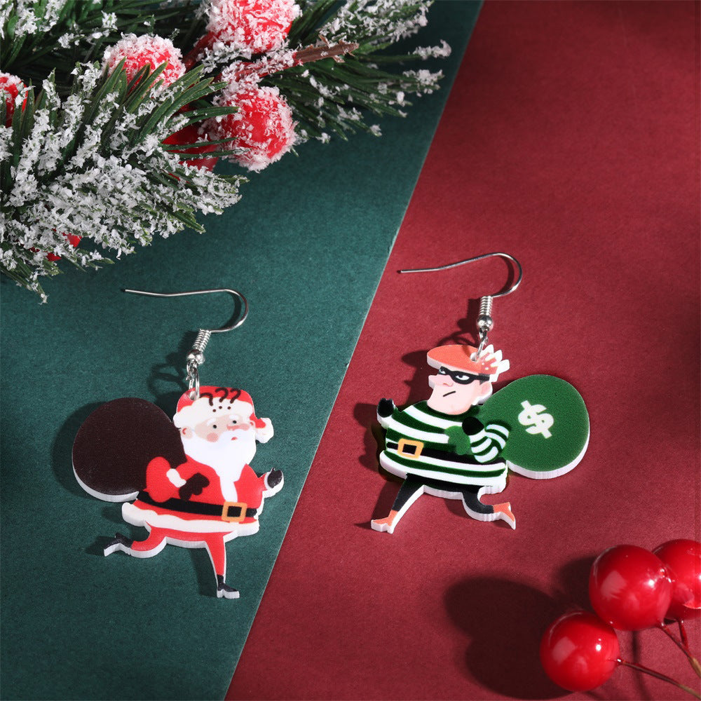 Wholesale acrylic earrings  personality Christmas Santa Claus earrings