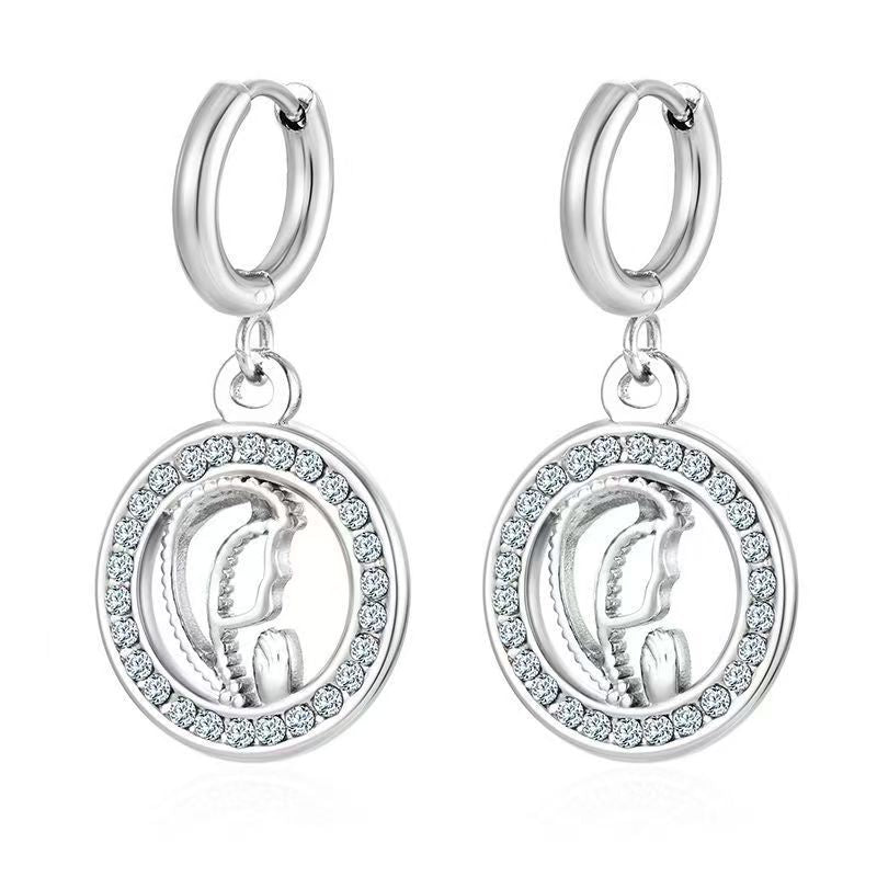 Wholesale Stainless steel heart and flower earrings