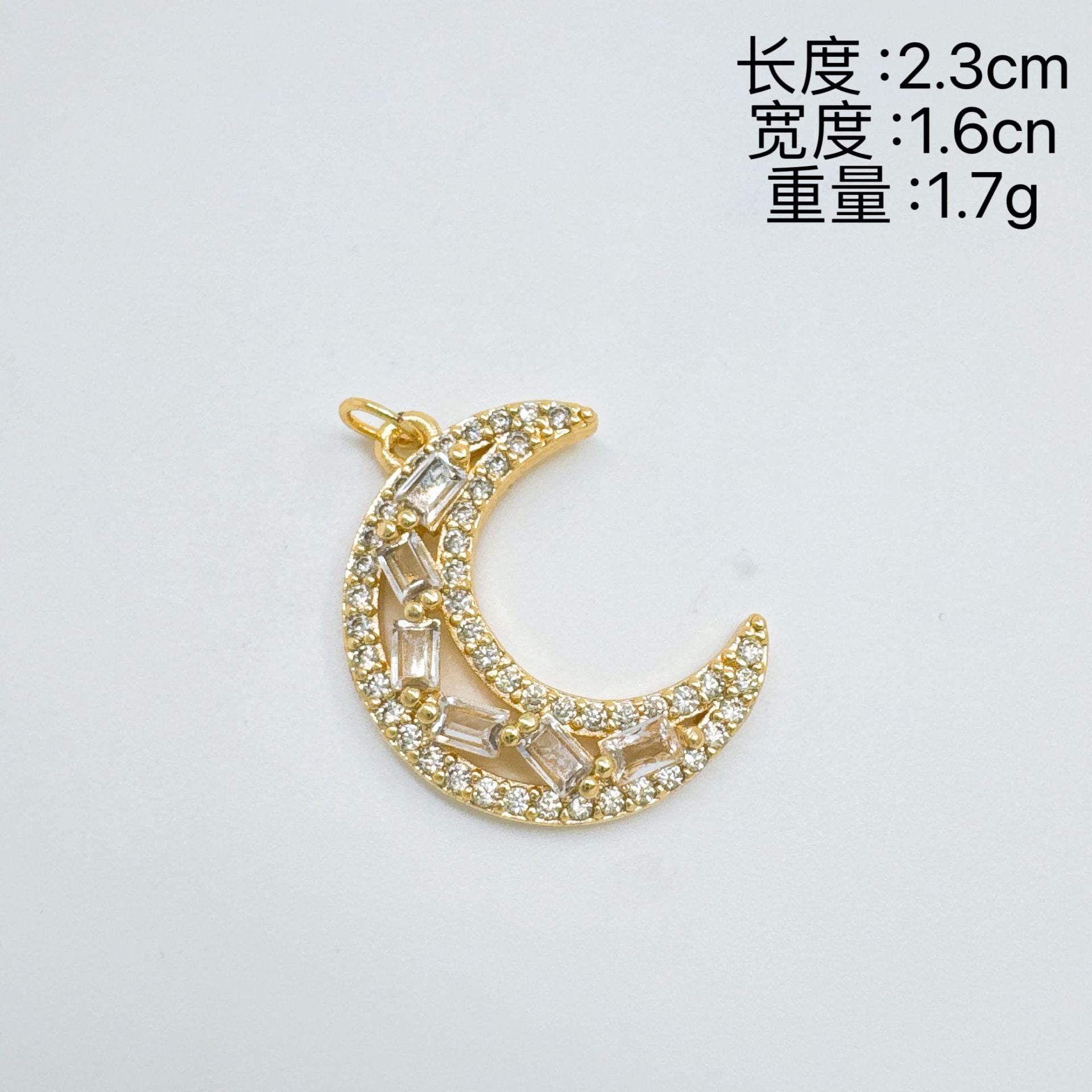 Wholesale Elegant Gold Plated Zircon Moon Pendant Necklace Boutique Resale