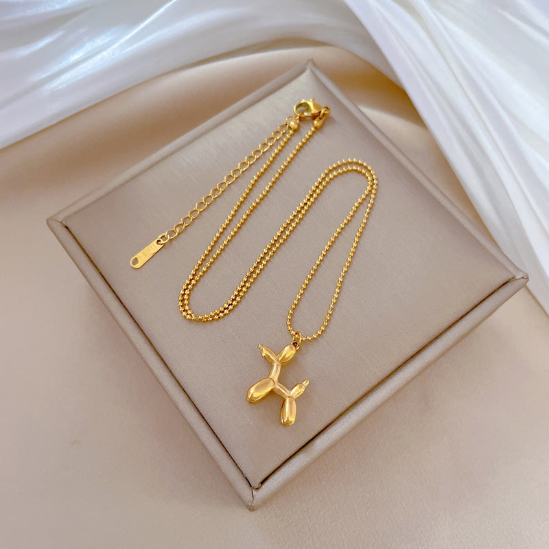 Wholesale Titanium Steel Three-dimensional Puppy Necklace Clavicle Chain Choker Necklace ACC-NE-LiGe007