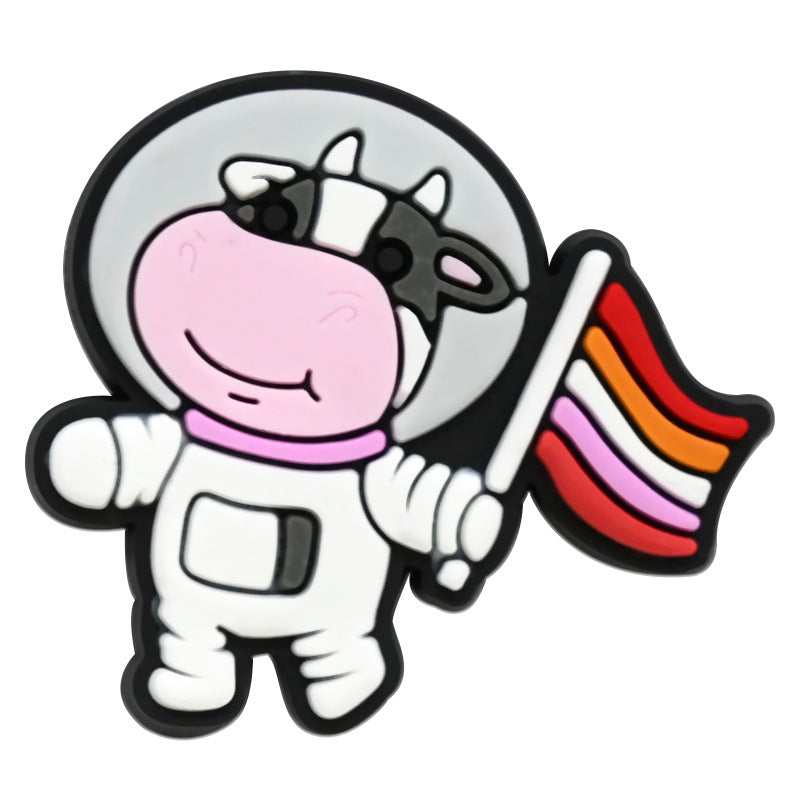 Random 100pcs Cute Cow PVC Soft Rubber Shoe Buckle Decoration ACC-SC-RYY067