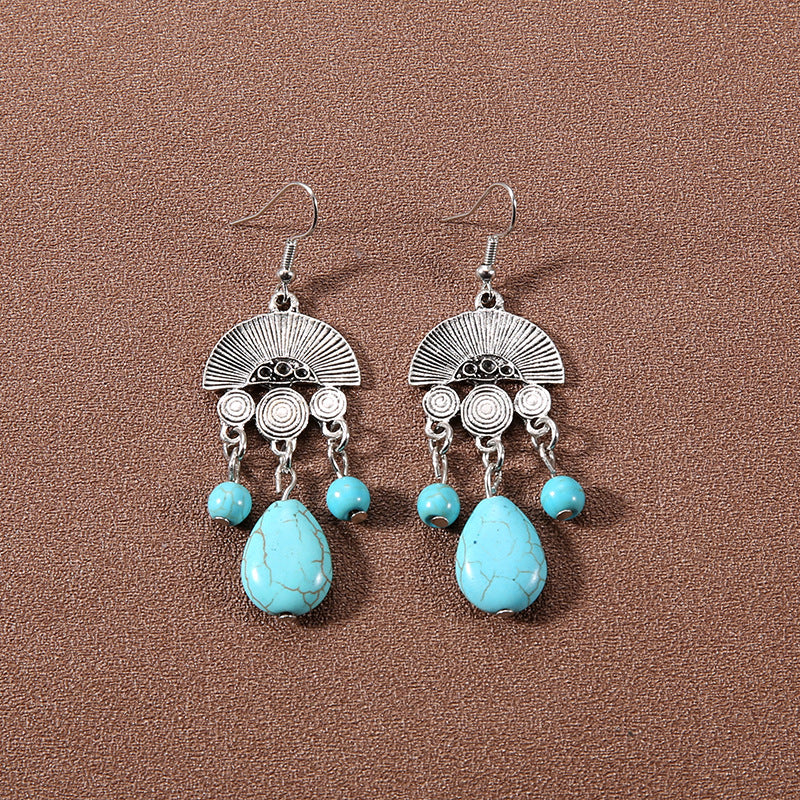 Wholesale Bohemian Tassel Turquoise Earrings Retro Ethnic Style ACC-ES-Gumi002
