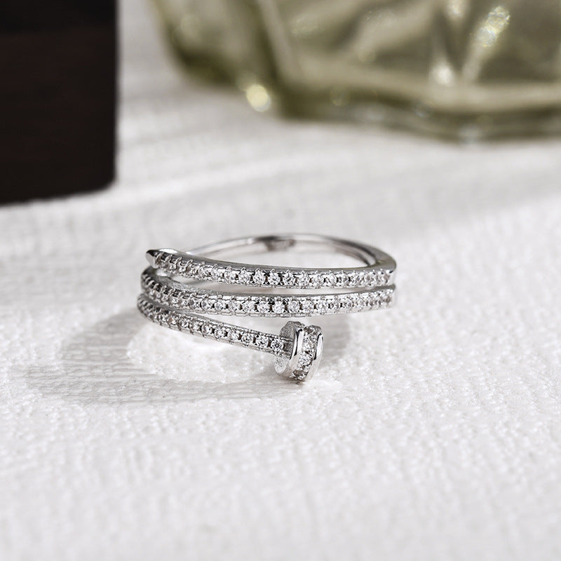 Wholesale   925 Silver Seiko Full Diamond Multi-Layer Nail Ring ACCVIP