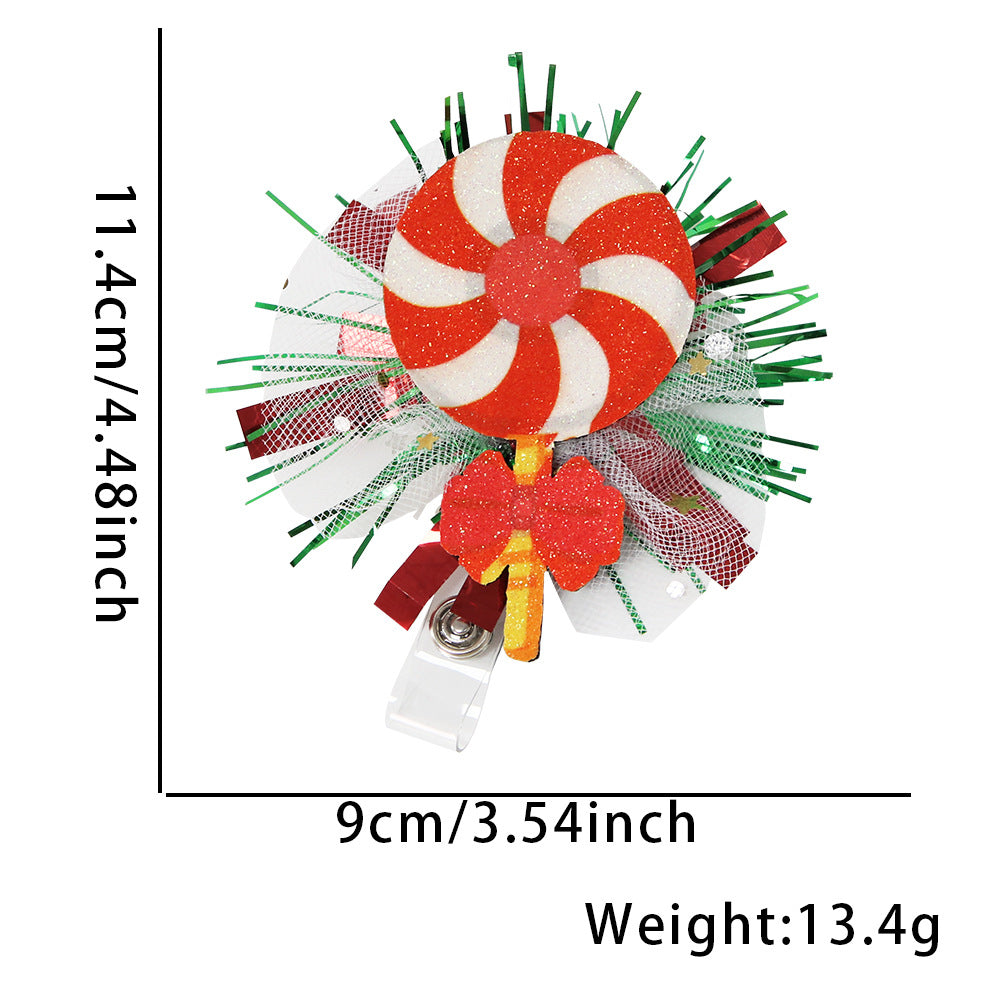 Wholesale Christmas Glitter Cartoon Snowman Elk Badge Reels Keychains ACC-KC-ZhouHao002