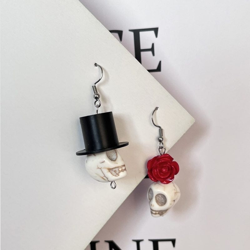 Wholesale  5pcs Skull Magic Cap Flower Pendant Earrings