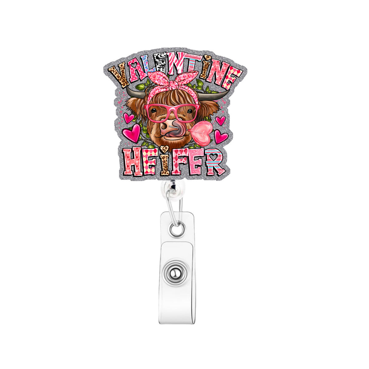 Wholesale retractable acrylic Valentine' s Day Badge Reels