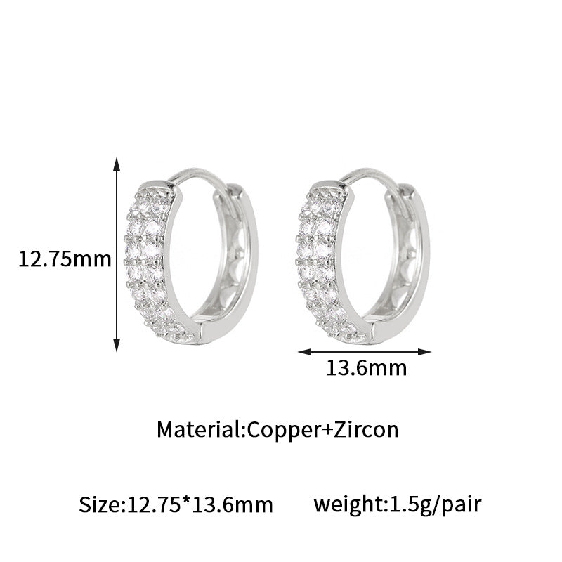 Wholesale circle diamond ear ring zircon ear buckle  light luxury  earrings