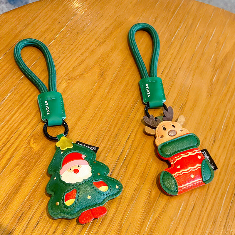 Wholesale  Christmas tree Creative PU leather keychain