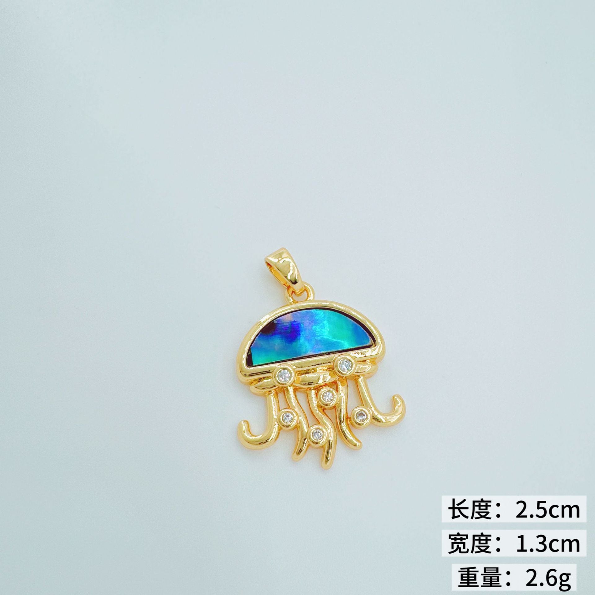 Wholesale Copper Ocean Series Micro-Set Zircon Shell Jellyfish Pendant Necklace Fashion Accessory