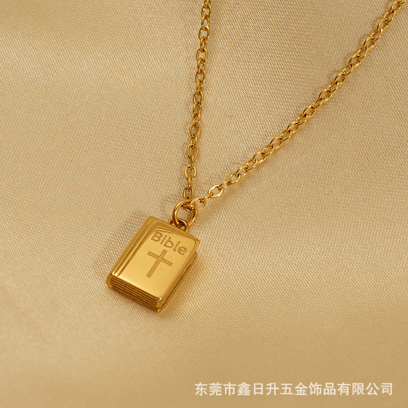 Wholesale Stainless steel square cross necklace