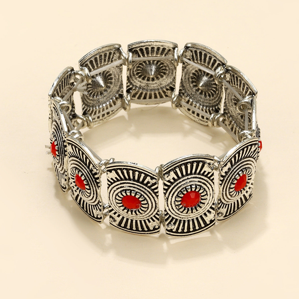 Wholesale Ethnic Style Retro Alloy Turquoise Elastic Bracelet Bohemian Bracelet ACC-BT-JunJie004