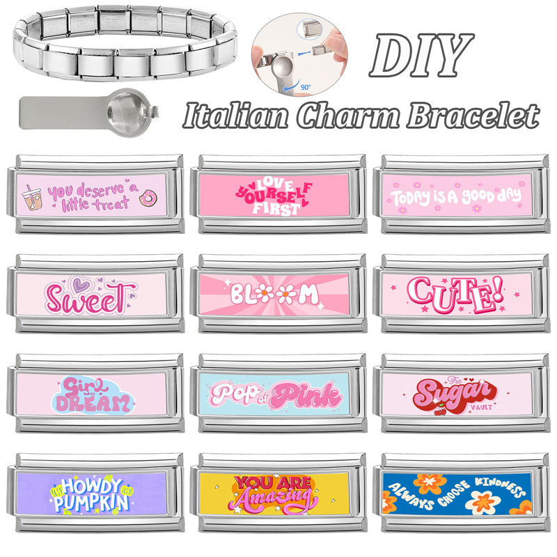Wholesale 9mm Italian Charm Starter Bracelets DIY Long Terms Stainless Steel Composable Bracelet